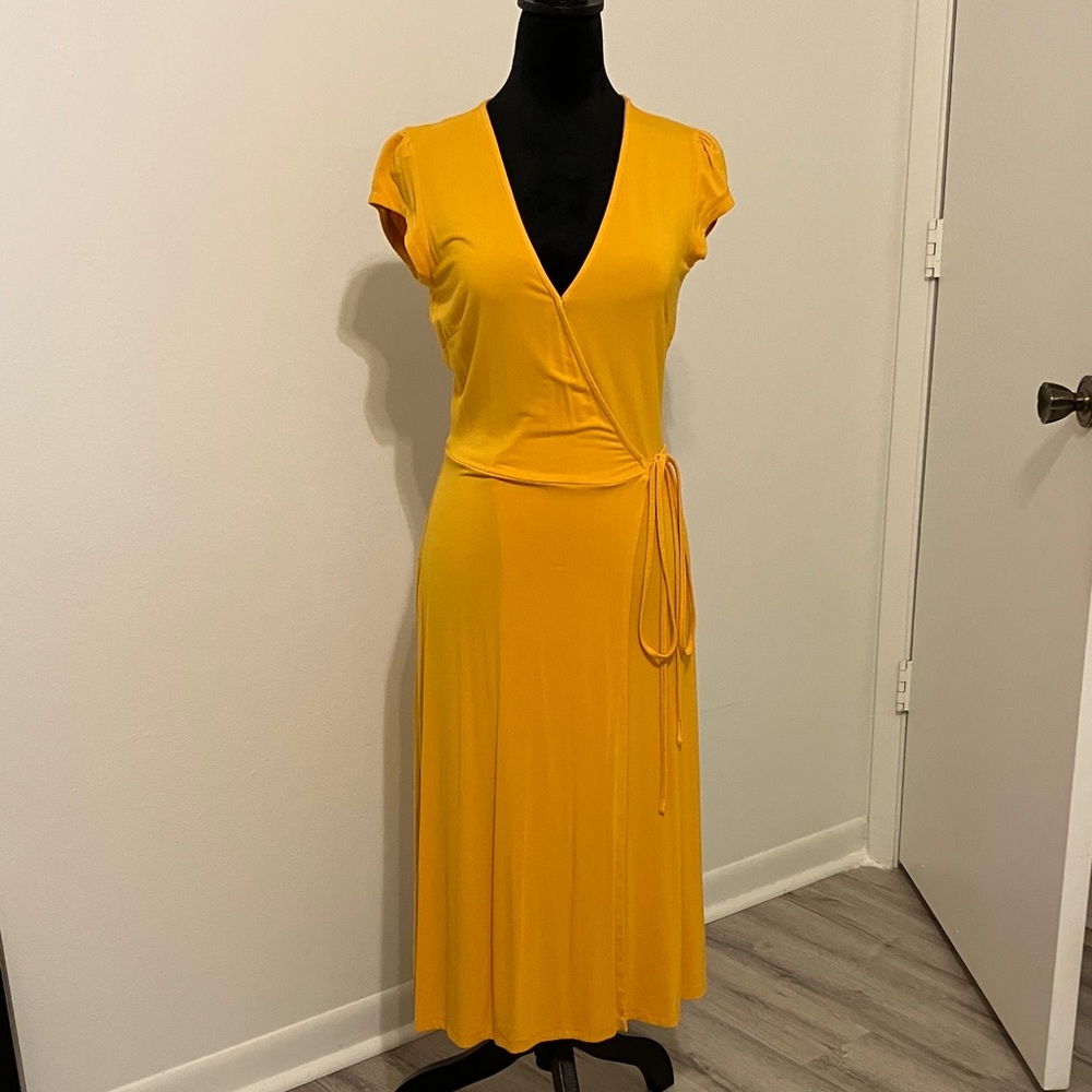 Sugarlips Sunny Yellow Wrap Midi Dress